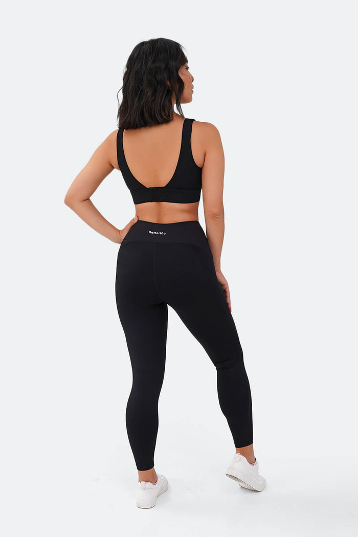 Leggings 7/8 a vita alta in nero