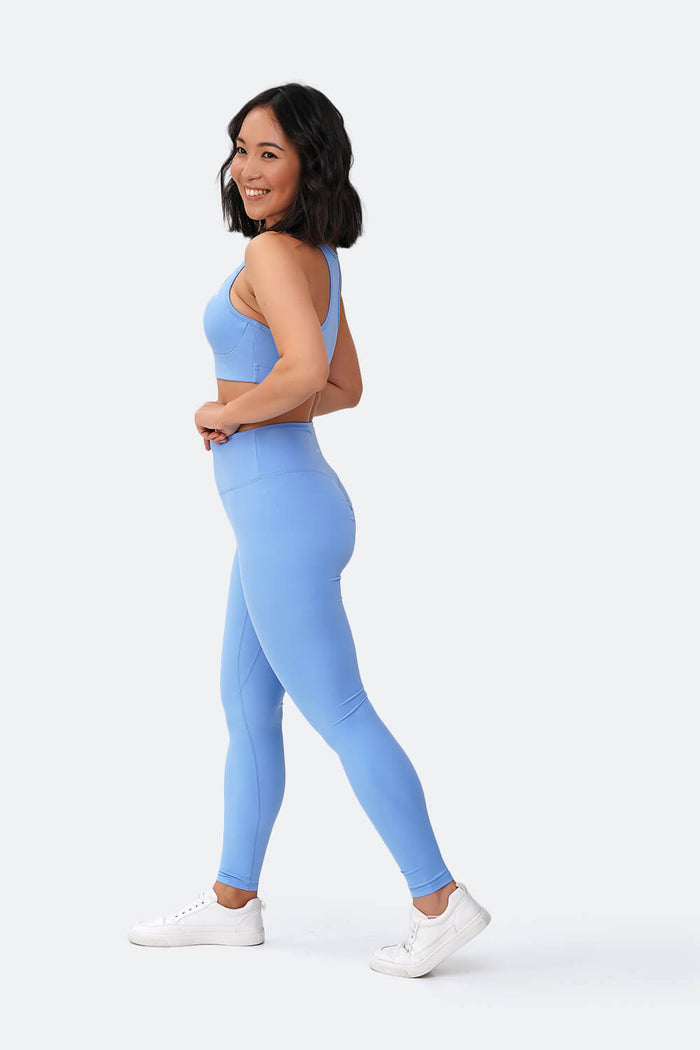 Push-up-Leggings mit hoher Taille, himmelblau