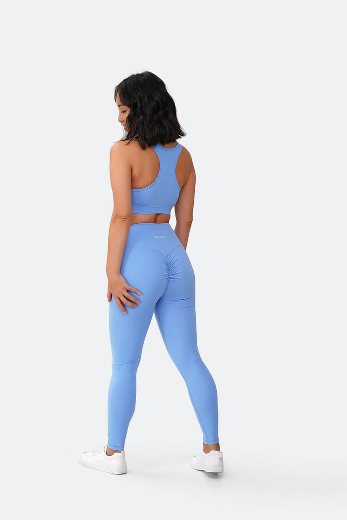 Bubble Blue High-Waisted Push-Up Leggings