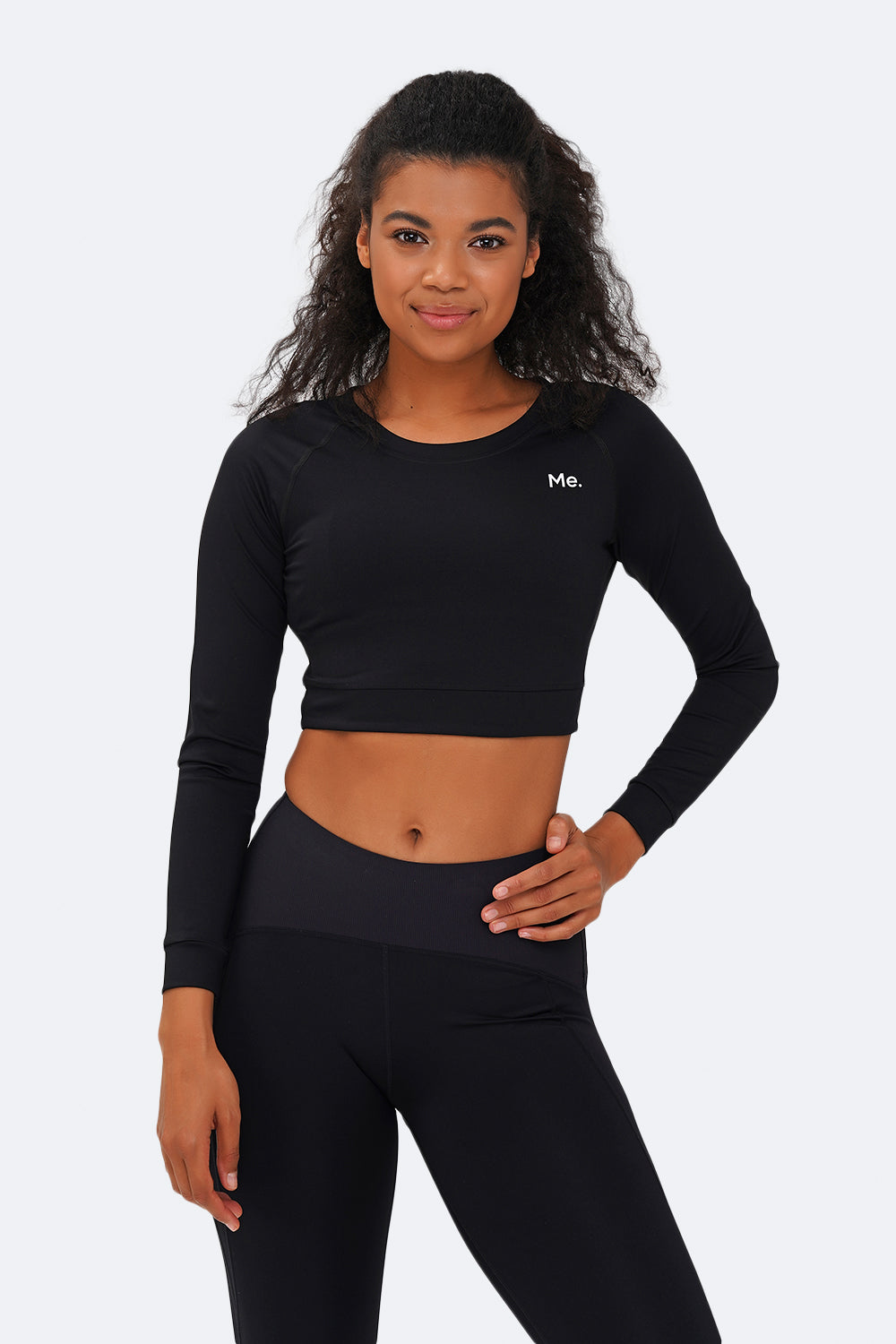 Slimming Effect Sports Set with Cropped Long Sleeve