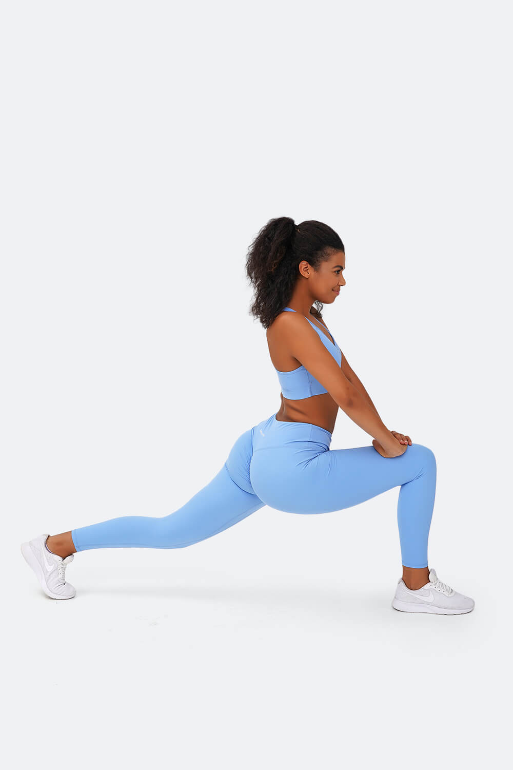 BetterMe High Waisted Leggings and Supportive Bra Set in Blue
